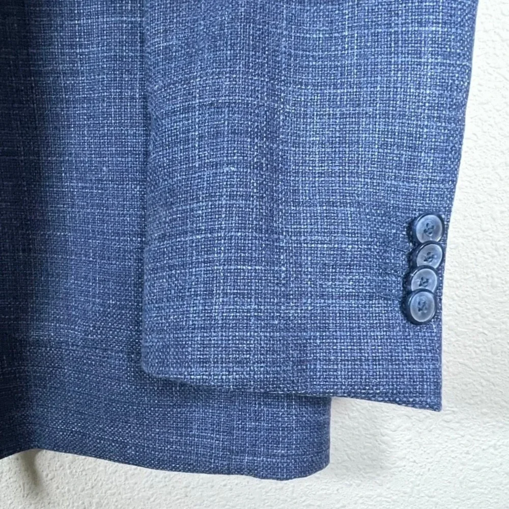 Joseph Abboud Sport Coat Mens 46R Blue Wool Silk Linen Wedding Modern Fit Blazer